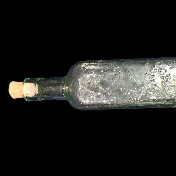 Vintage Embossed Glass Bottle Set 10.5" Floral & Scroll Pattern Canada - Picture 5 of 6